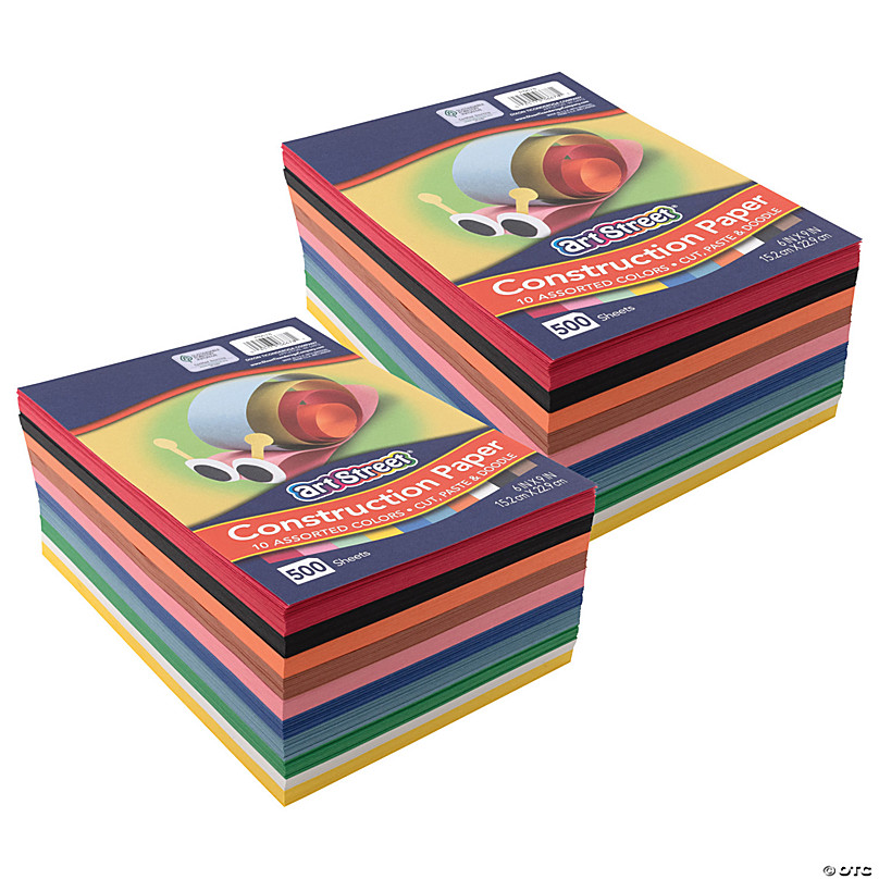 Prang Lightweight Construction Paper, 10 Assorted Colors, 6 x 9, 500  Sheets Per Pack, 2 Packs