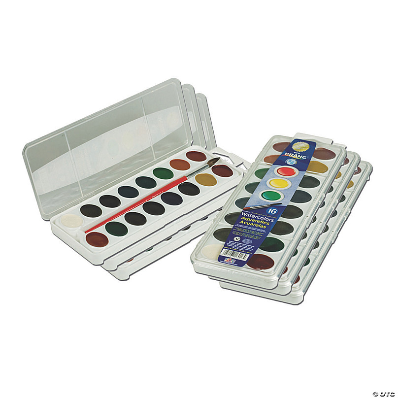 Prang® Watercolors, Oval Pans, 8 Color with Brush, 6 Sets