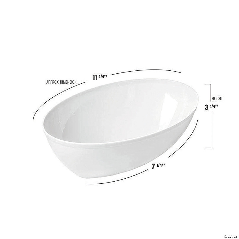 Large Oval Plastic Bowls – White