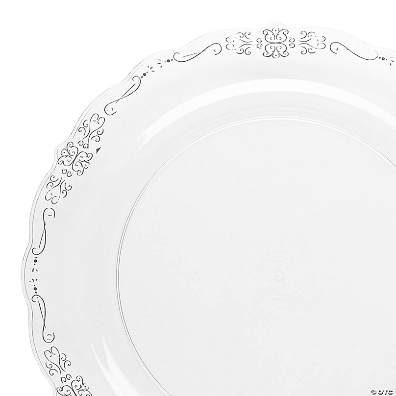 Clear Dessert Plates with Silver Rim - Pristine Party Source
