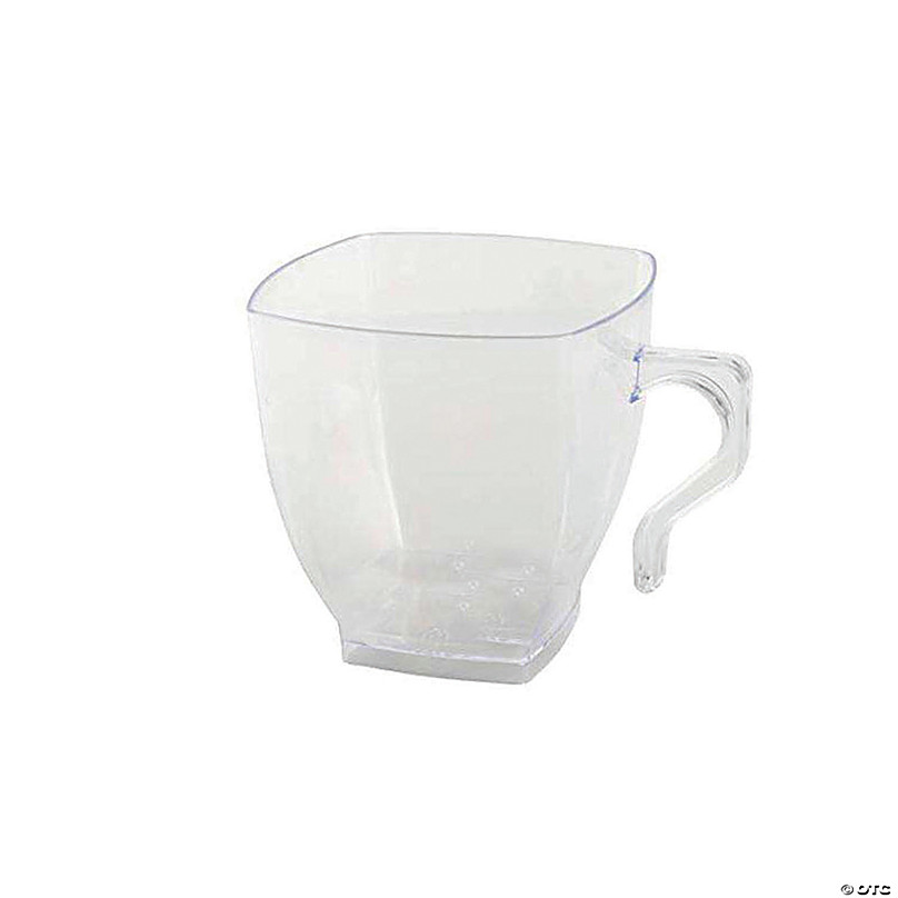 Set of 4 Crystal 8 oz Clear Mugs with Handles 3-3/4 Tall