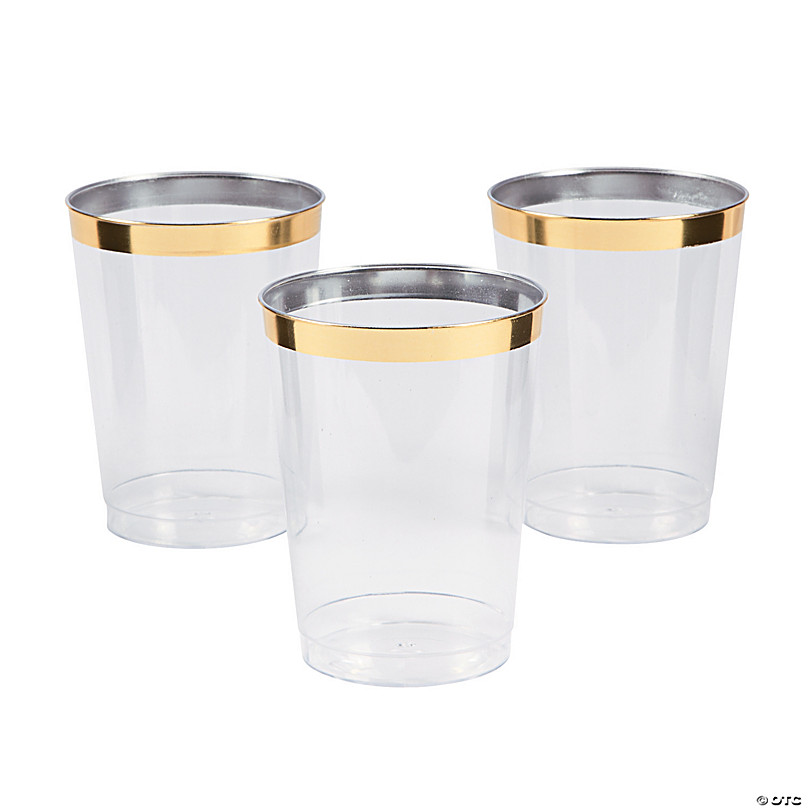 Premium Gold-Trim Clear Plastic Cups - 20 Pc.