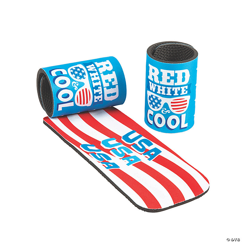 Premium Patriotic Neoprene Slap Can & Bottle Coolers - 6 Pc.