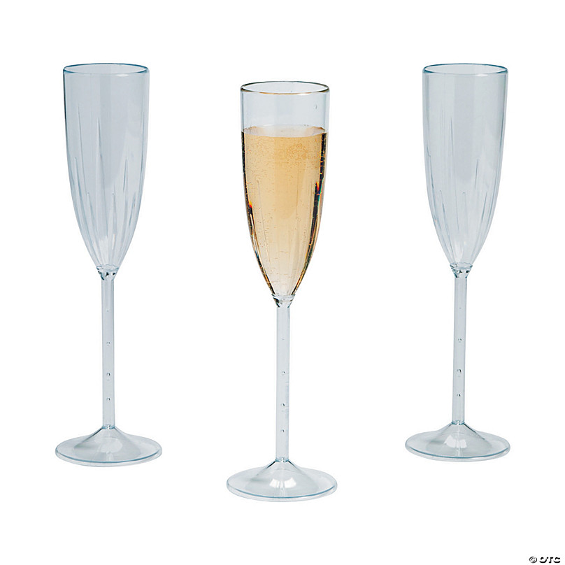Bulk One Piece Champagne Glasses for Wedding or Party 24 Premium Plastic Champagne Flutes 