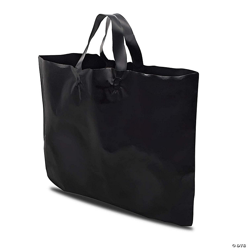 25ct Prime Line Packaging- 19.5x15x4 inch 50 Pack Black Plastic Shopping Bags with Handles