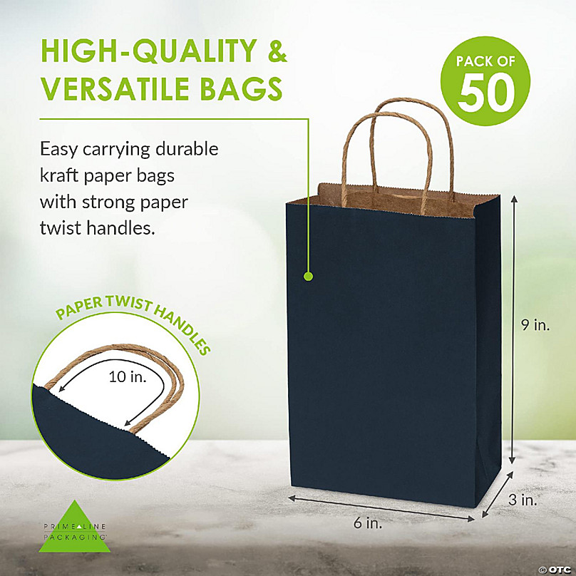 Prime Line Packaging Brown Paper Bags with Handles, Medium Gift