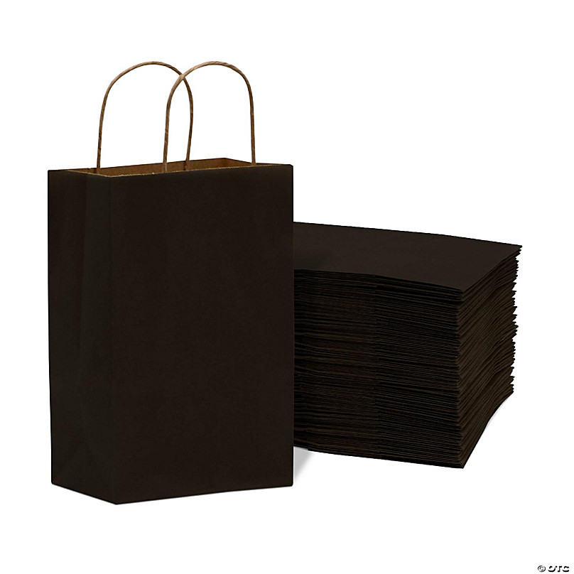 100-Pack Small Thank You Gift Bags with Handles, Brown Kraft Paper