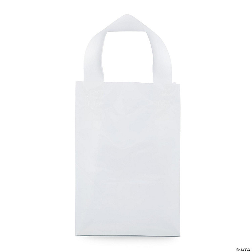 Prime Line Packaging Frosted White Plastic Bags with Handles, Mini Clear  Gift Bags 6x3x9 100 Pack