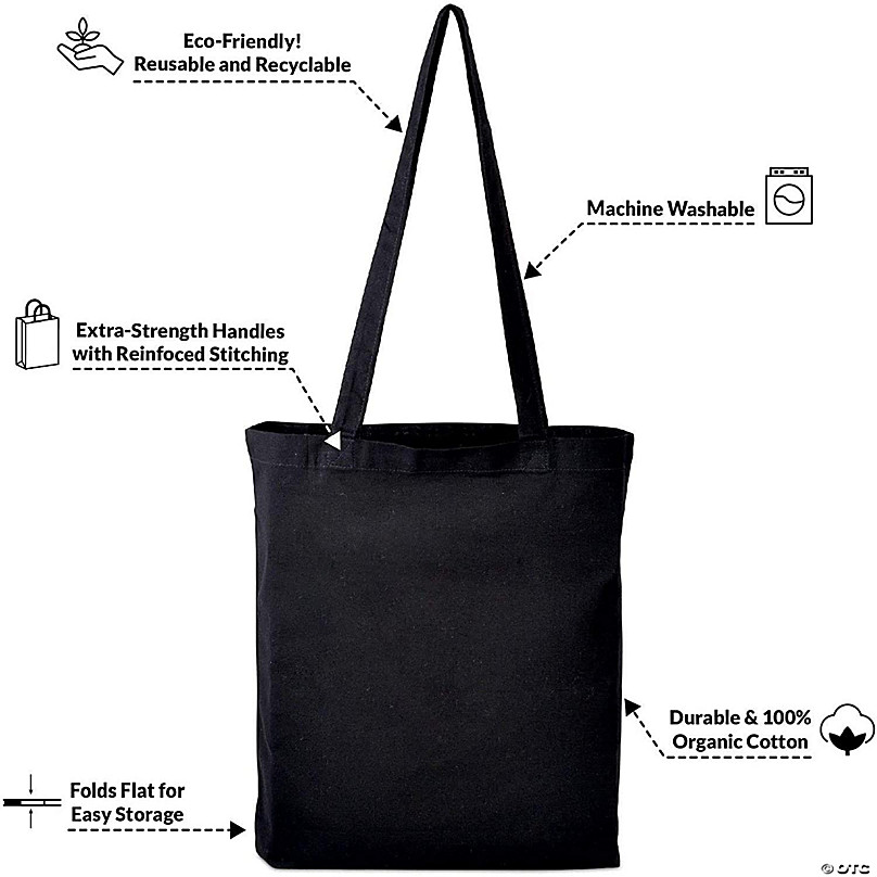 Prime Line Packaging- Medium Black Canvas Drawstring Bags, Fabric