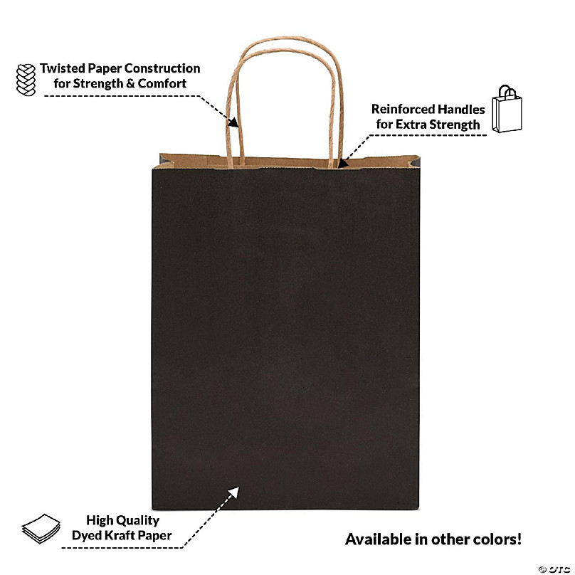 50-Pack Small Brown Gift Bags with Handles - Small Kraft Paper