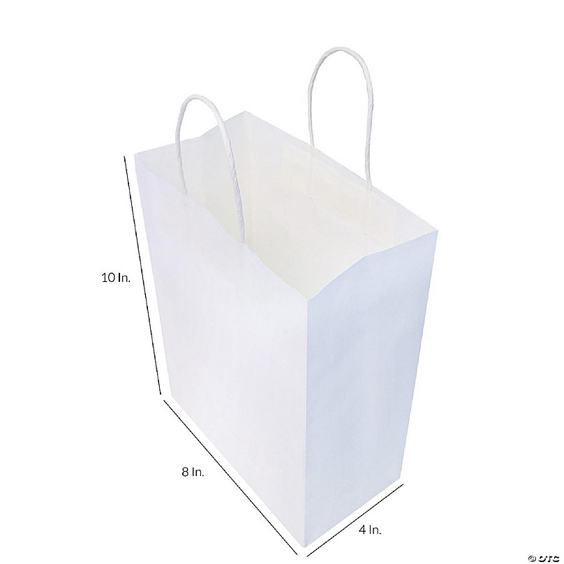 Prime Line Packaging White Paper Shopping Bags with Handles Small