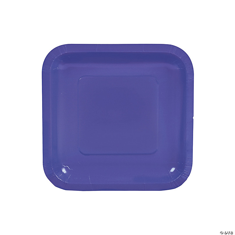 Plastic Plates - Purple Flat Square Buffet Plates