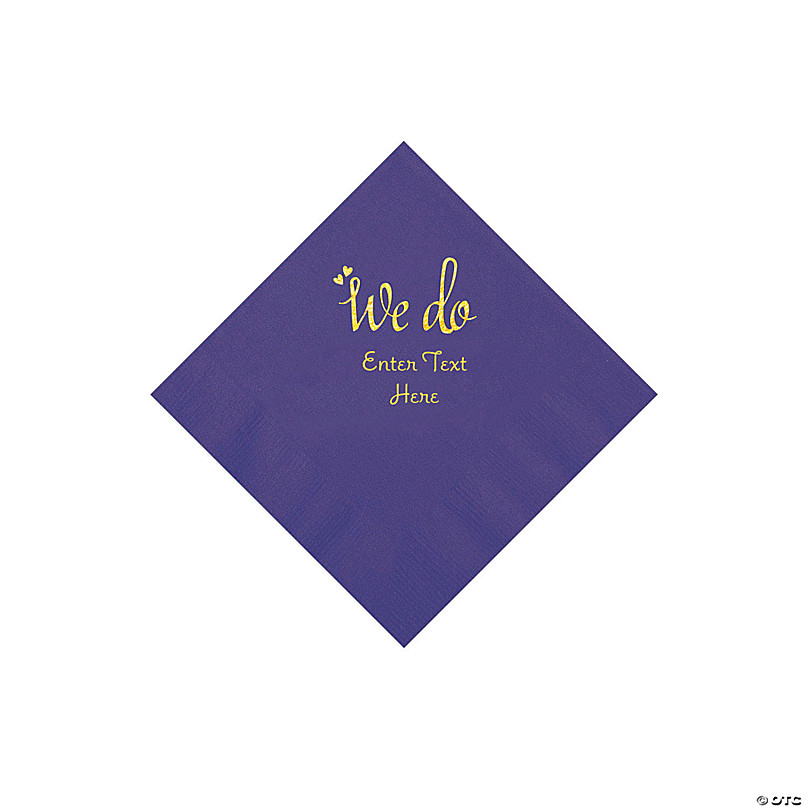 Purple We Do Personalized Napkins With Gold Foil Beverage Oriental Trading 