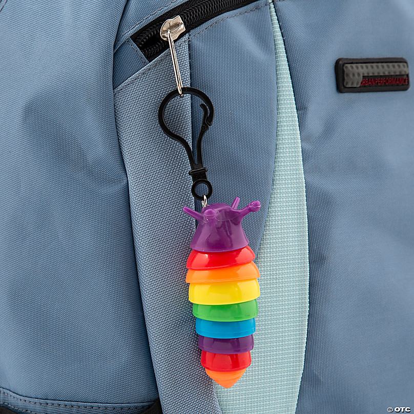 Glitter-Filled Rainbow Backpack Clip Keychains