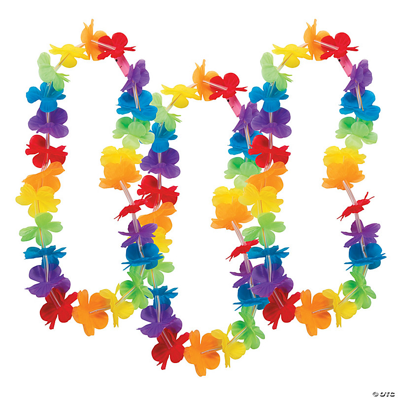 Rainbow Light-Up Flower Polyester Leis - 12 Pc. | Oriental Trading