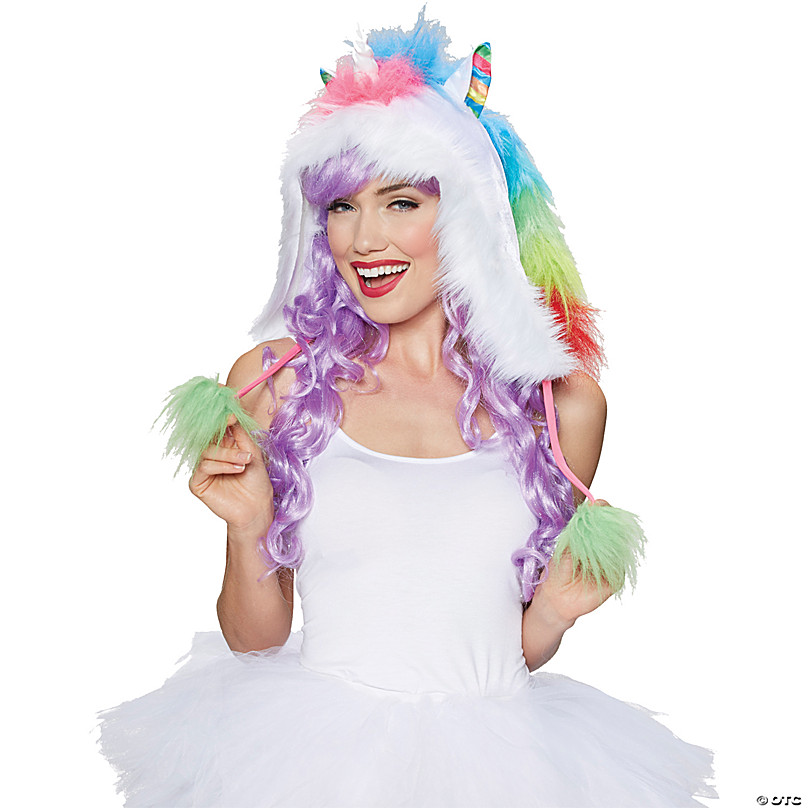 Womens Mermaid Pastel Wig Unicorn Adult Fairy Tale Fancy Dress Outfit Accessory 