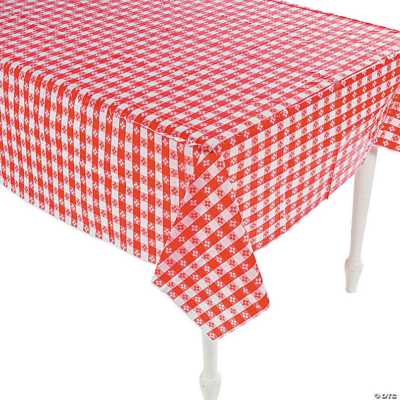& White Checkered Plastic Tablecloth - 12 Pc. | Oriental Trading