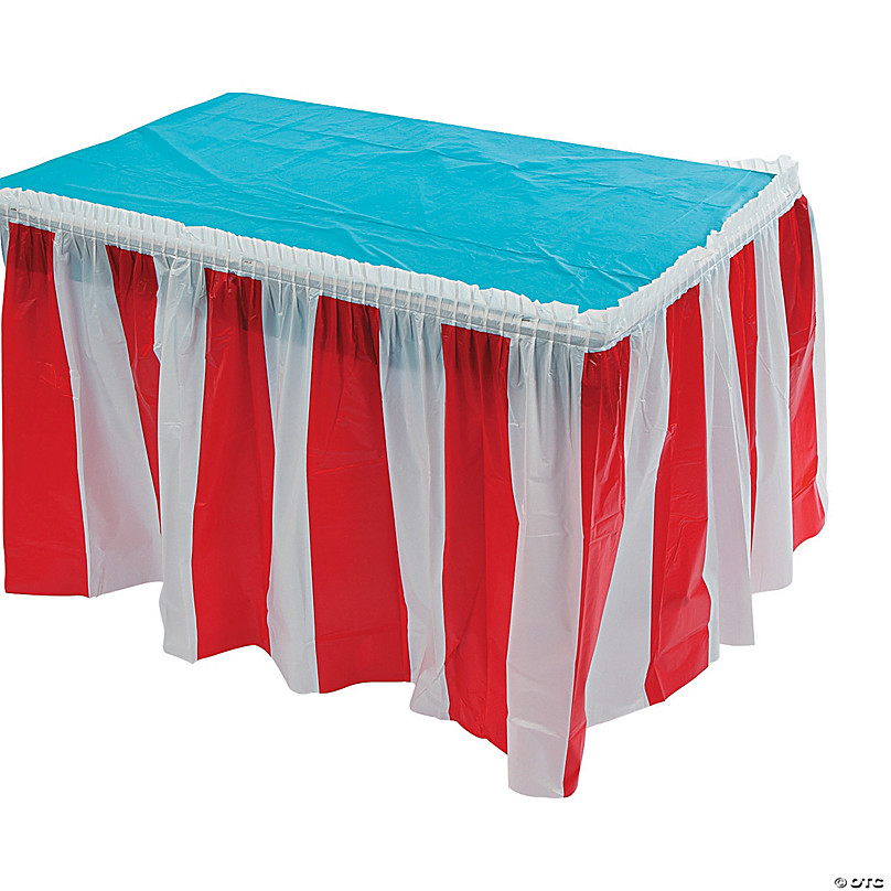 CHECKER PATTERN TABLE SKIRTING SKIRTS 14' RED AND WHITE CHECKERED TABLE SKIRT 
