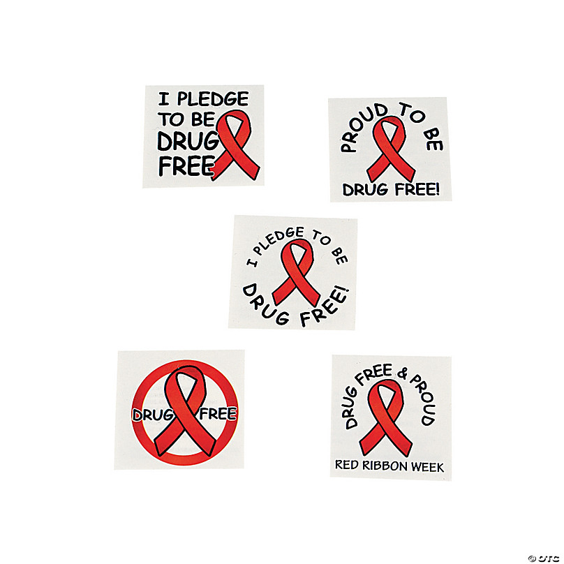 Red Ribbon Week Sticker Roll "Pledge to be Drug Free"  DARE Events