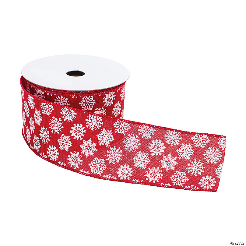 10 meters/lot) 1 (25mm) Red White printed snowflake Grosgrain Ribbon  christmas gift ribbons