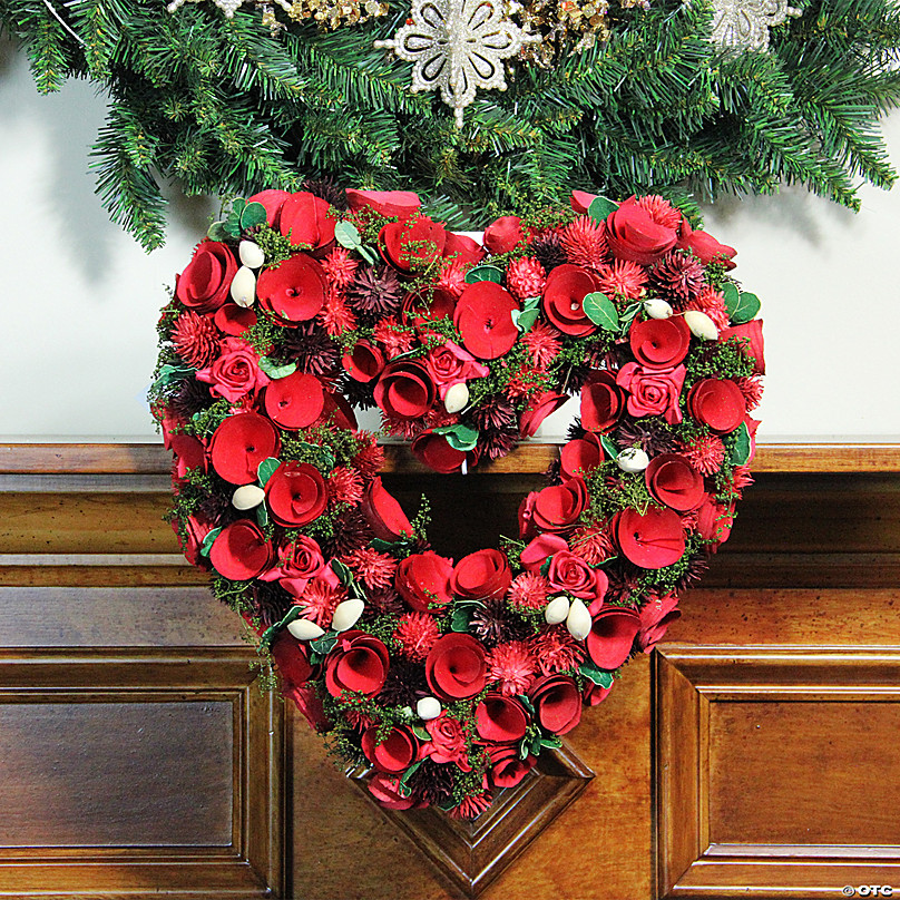 Wood Rosette Heart Wreath