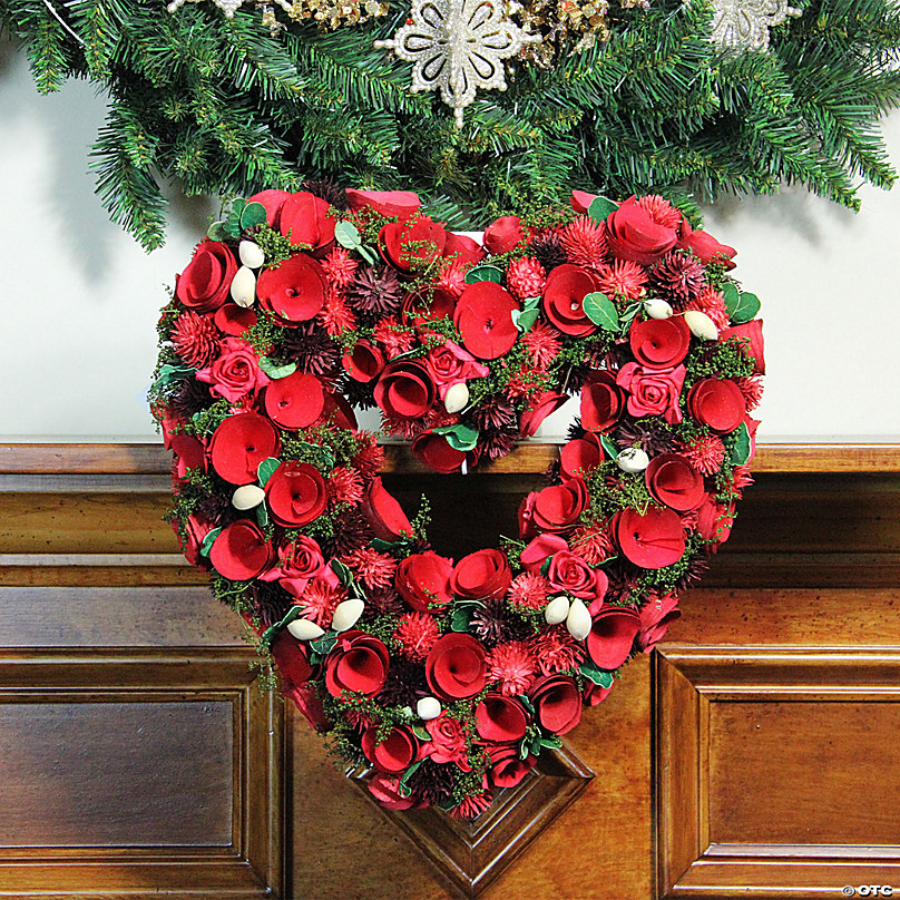 Red Heart Wreath, Valentines Day Heart Shaped Wreath/valentines