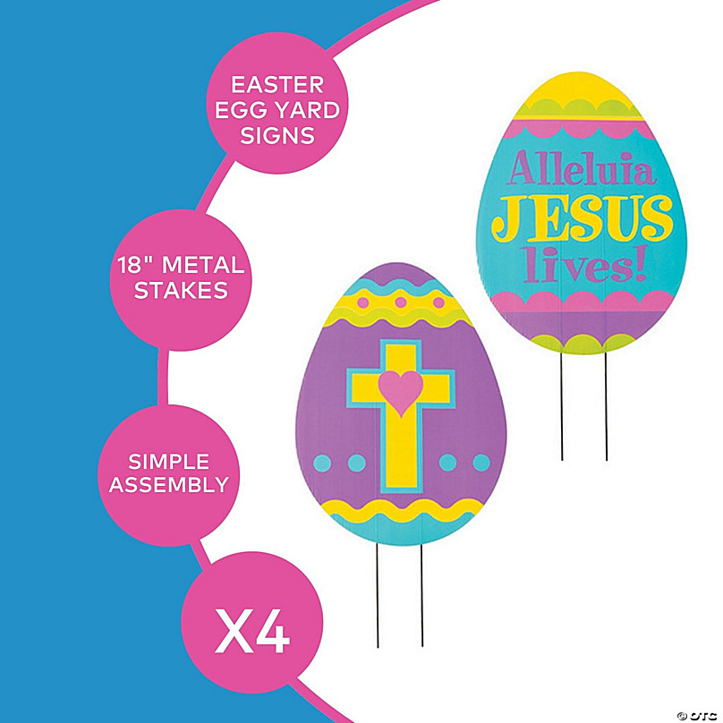 Religious Easter Egg Hunt Yard Signs - 4 Pc.