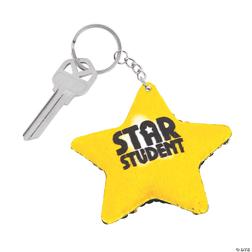 Reversible Sequin Star Student Keychains - 12 Pc. | Oriental Trading