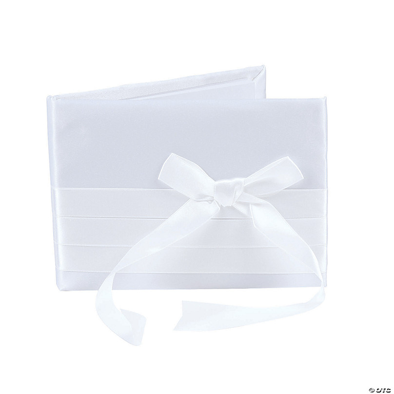 White Wedding Guest Book & Pen Set with Heart Buckle - 2 Pc. | Oriental  Trading