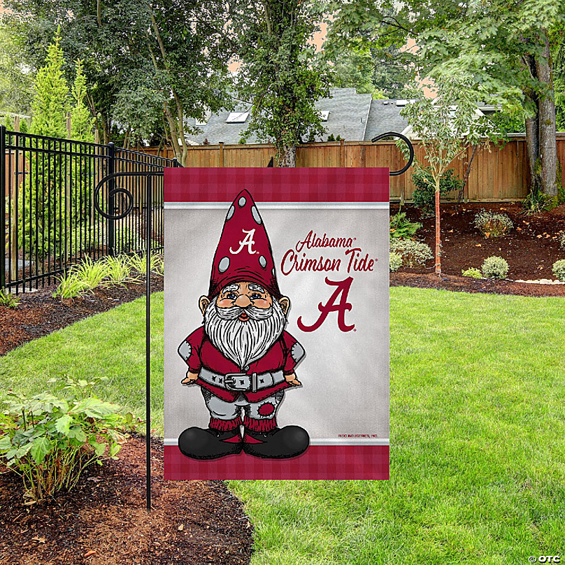 Rico Industries NCAA Alabama Crimson Tide Gnome Spring 13 x 18 Double  Sided Garden Flag