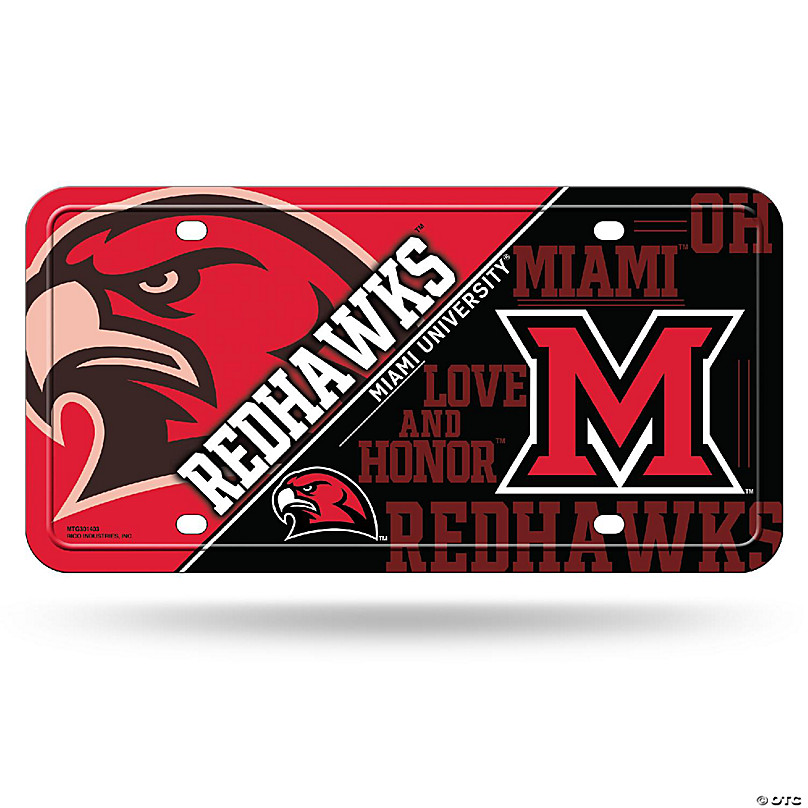 Rico Industries NCAA Miami of Ohio Redhawks Metal Auto Tag 8.5