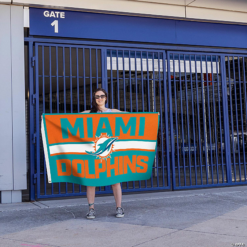 Rico Industries Miami Dolphins Helmet Car Flag Teal Background