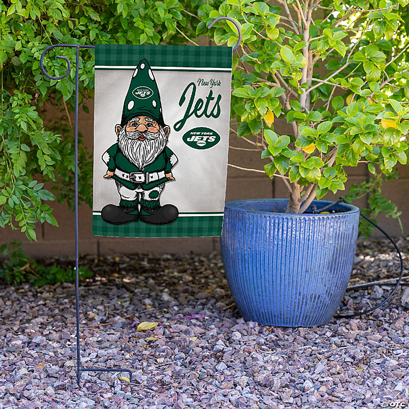 Rico Industries NFL Football New York Jets Gnome Spring 13 x 18 Double  Sided Garden Flag