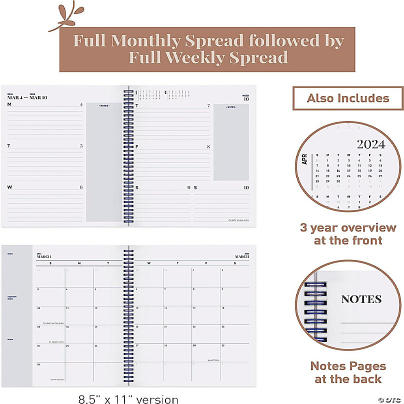 Rileys & Co 2024 Annual Weekly Planner - Geographic Weekly & Monthly  Planner (8.5 x 11 inches, Blue) 