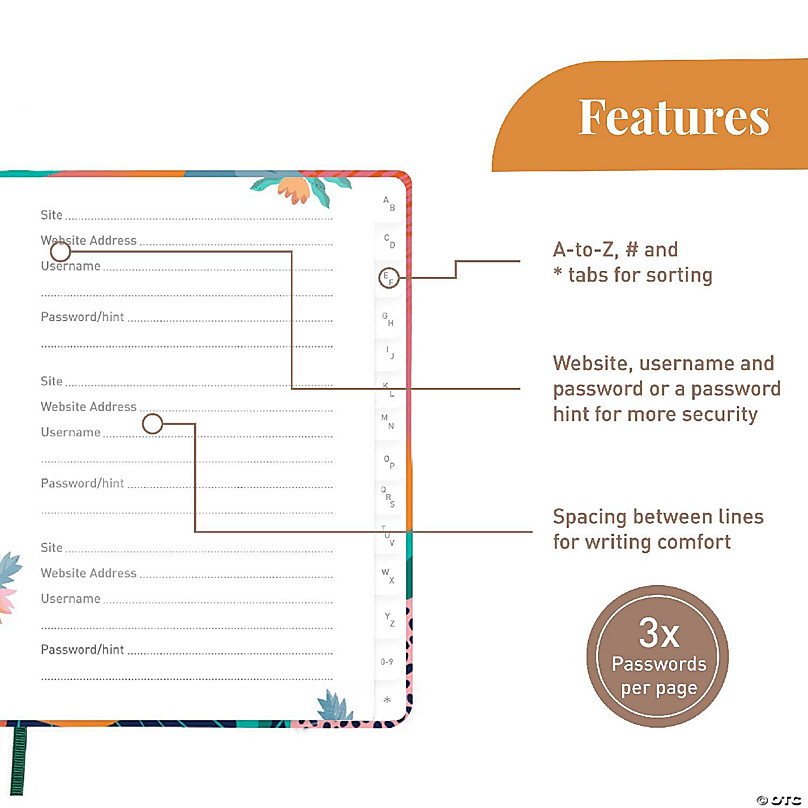 Password Book with Alphabetical Tabs: Spiral Bound Keeper for Internet  Login. Organizer Journal Includes Website Address, Username, & Password  Pages.