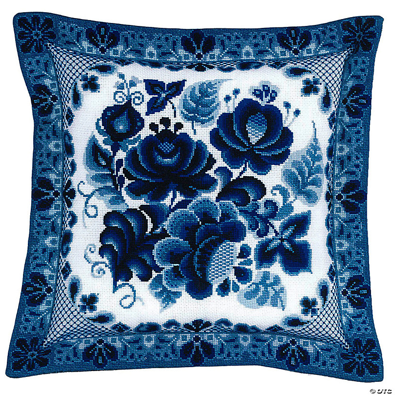 Cross stitch kit Cushion/Panel Gzhel Painting - RIOLIS > Create it
