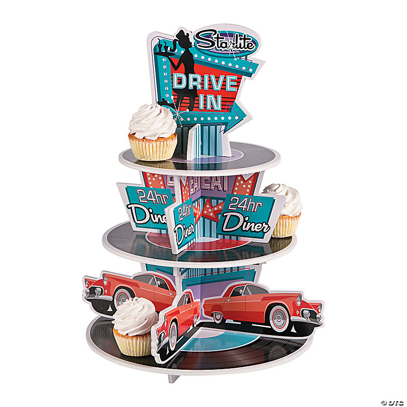 X24 1.5" I LOVE 50S FIFTIES RETRO CUP CAKE TOPPERS DECORATIONS ON EDIBLE RICE 