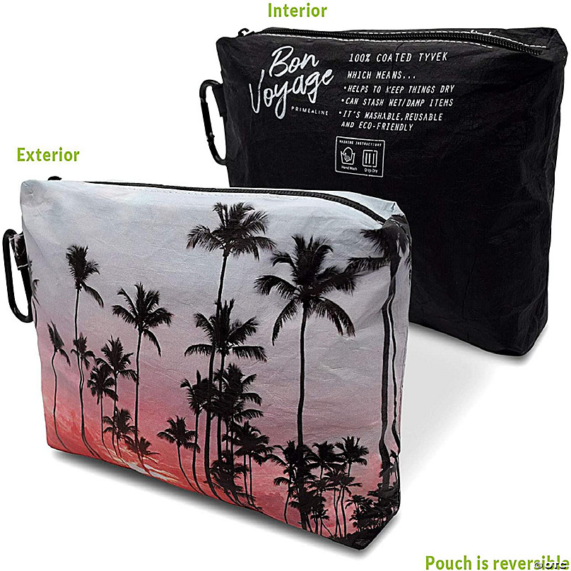 Small Wet Bag for Swimsuit - Palm Beach & Black Print, Reversible Waterproof