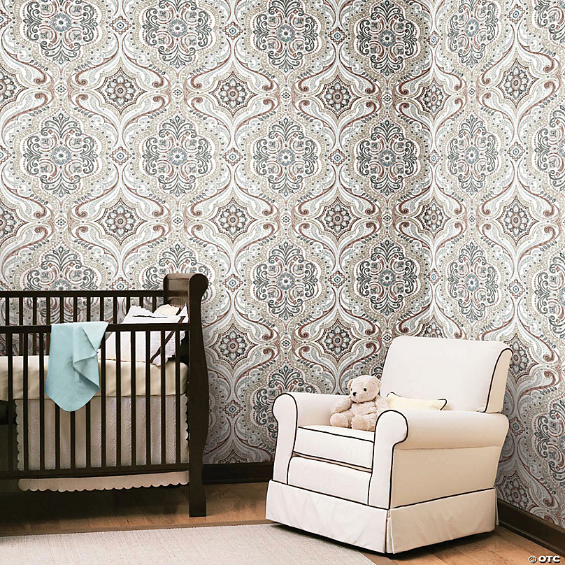 Roommates Bohemian Damask Peel & Stick Wallpaper - Beige | Oriental Trading