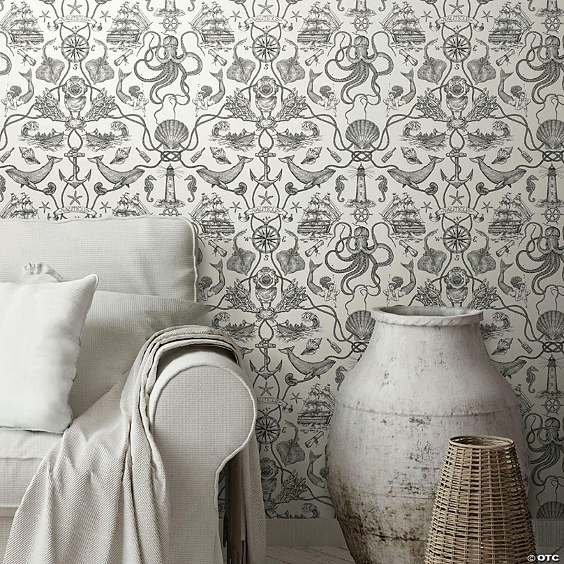 Roommates Deep Sea Toile Peel & Stick Wallpaper - Black