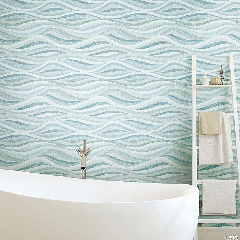 RoomMates Mosaic Waves Peel and Stick Wallpaper - Blues | Oriental Trading