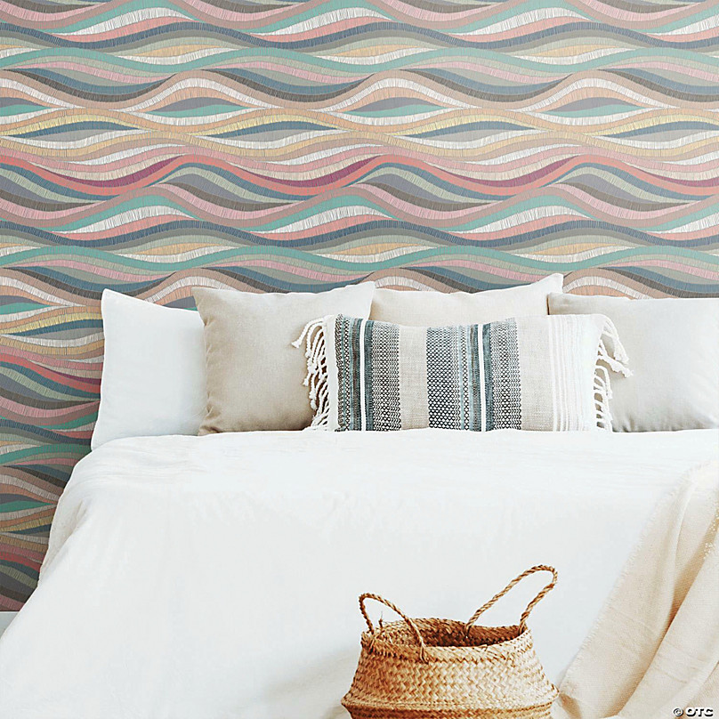 RoomMates Mosaic Waves Peel and Stick Wallpaper - Pinks