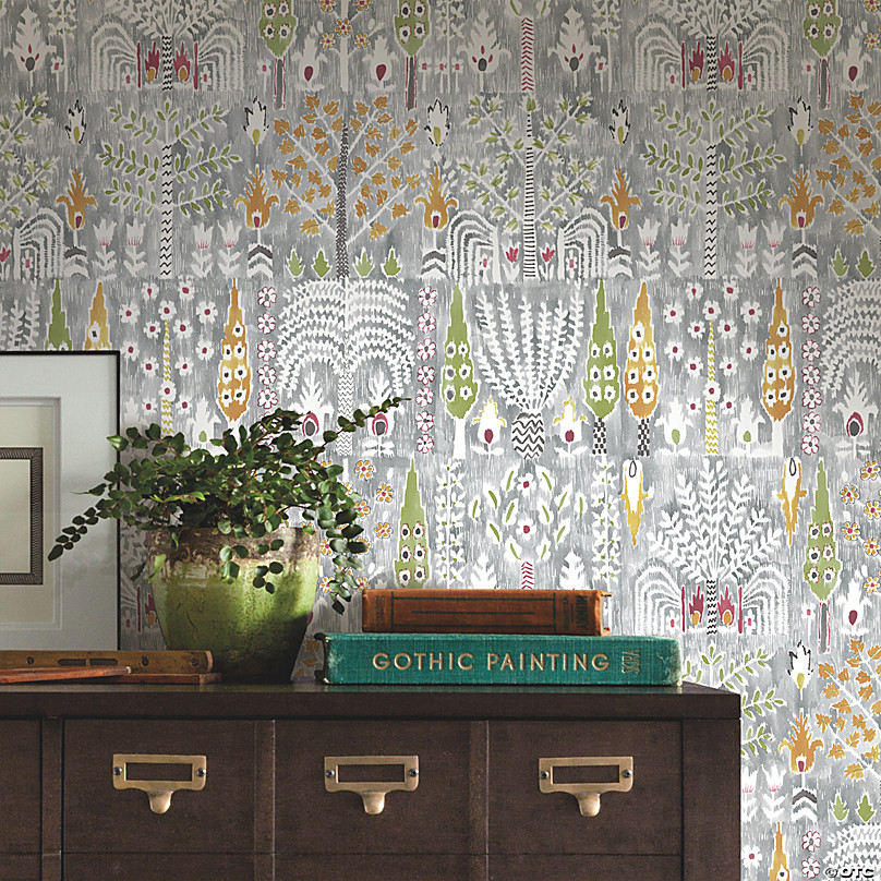 RoomMates Persian Ikat Peel & Stick Wallpaper, Grey | Oriental Trading