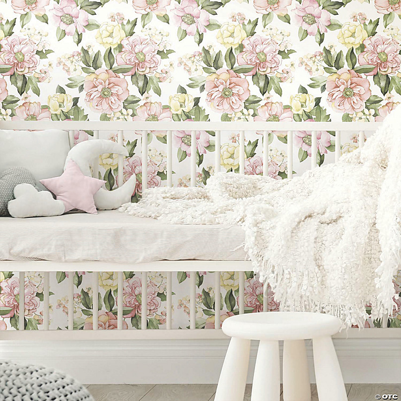 Roommates Watercolor Floral Bouquet Peel & Stick Wallpaper - Pink