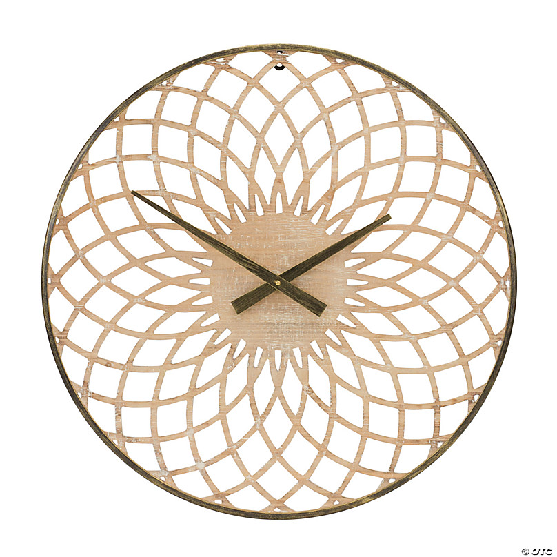 Round Lattice Wood Wall Clock 23.75