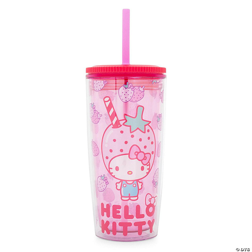 Hello Kitty Tropical Tossed Icons Plastic 24 Ounces Boba Tumbler with Lid  and St