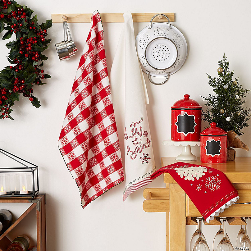 christmas tea towel, charlie brown and co tree farm christmas spirit red buffalo  plaid kitchen towel