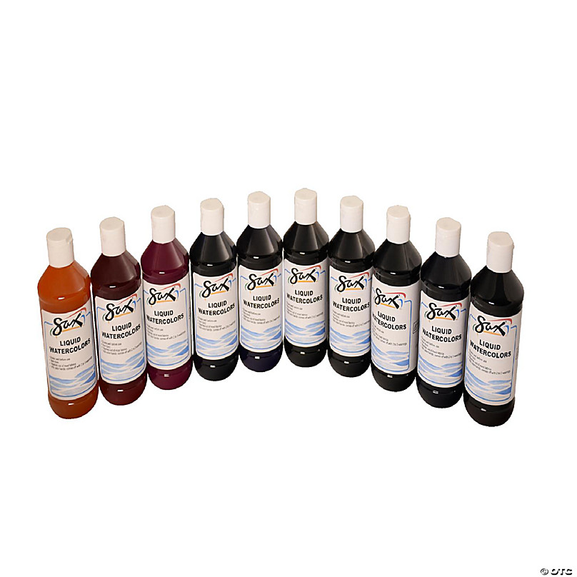 Sax Liquid Washable Watercolor Paints, 8 Ounce, Assorted Colors, Set of 10