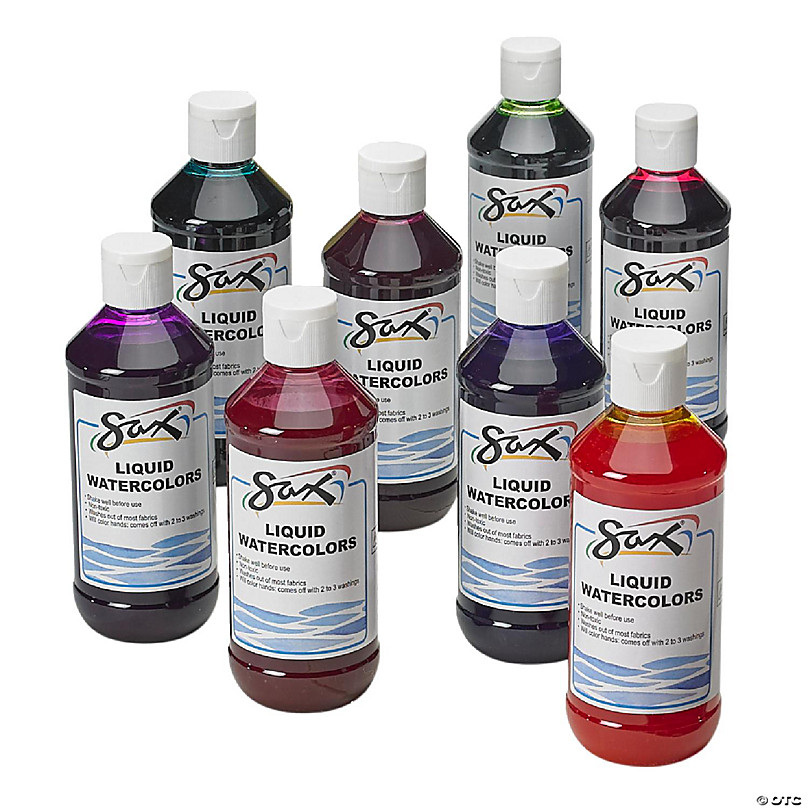 Sax Liquid Washable Watercolor Paints, 8 Ounces, Assorted Metallics, Set of  6