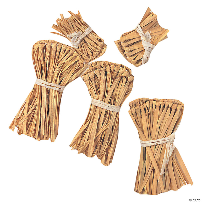 Geyoga 7 Pieces Scarecrow Costume Set Include Raffia Scarecrow Straw Kit Cotton Cord Ties Harvest Day Costume for Halloween Party Accessory Scarecrow Hat